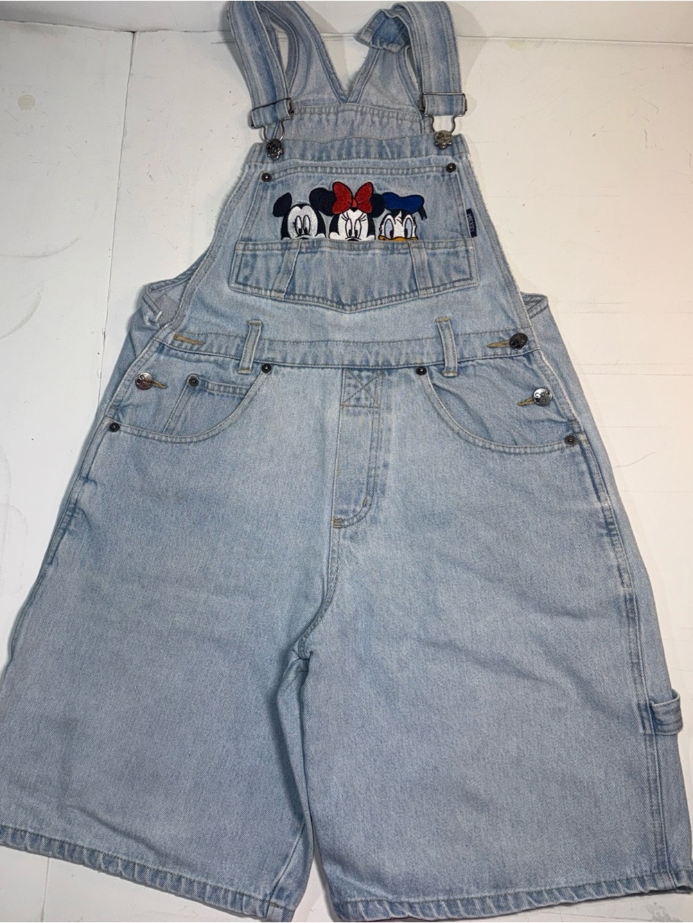 Jerry Leigh Blue Denim Women's Short Overalls with Character Embroidery